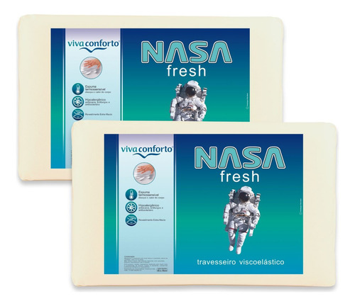 Kit 2 Travesseiros Nasa Viscoelástico Fresh Hipoalergênico