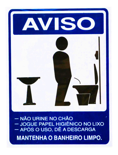 Placa Plástica Sinalização Mantenha Banheiro Limpo Masculino