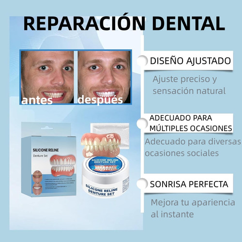 Juego De Adhesivas Prótesis Dentales De Silicona Brillante