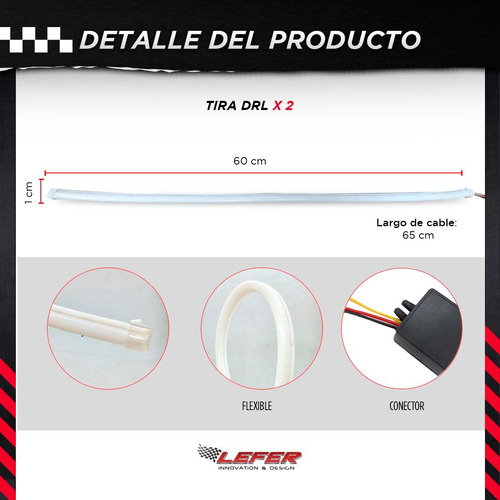 Imagen 3 de 7 de Tira Flexible De Led Drl Con Giro Simple 60cm Premiun