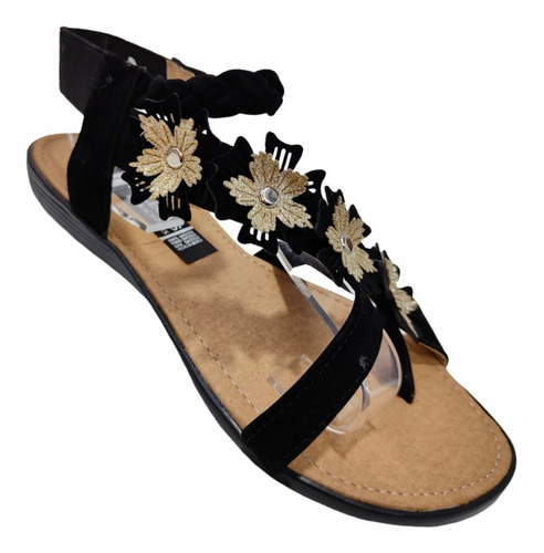 Huarache Sandalia Flores Diagonal Suave Artesanal Dedo