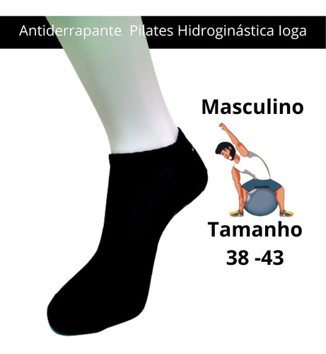Imagem 7 de 10 de Kit Meias Antiderrapante Masculina Sapatilhas Pilates Hidro