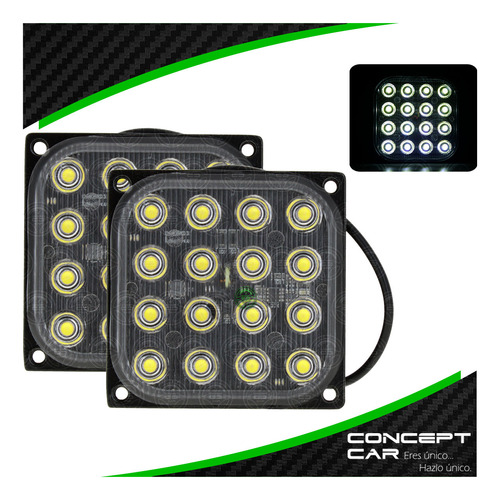2 Codigo Estrobo Hiper Led Cuadrado Base Metal Universal 12f