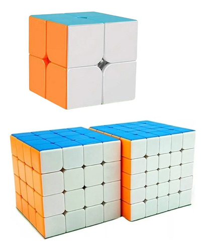 Kit Moyu Qiyi 3 Cubos Mágicos 2x2x2 4x4x4 5x5x5 Stickerless