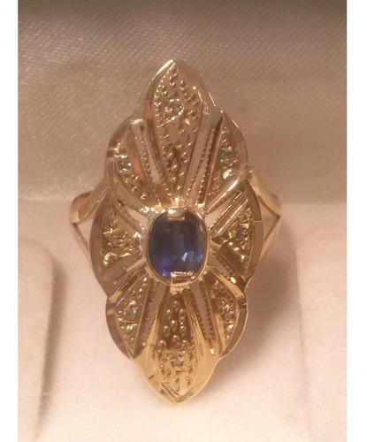Anel Ouro 18 K Marquise Com Pedra Natural