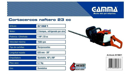 Cortacerco A Explosión 23 Cc Gamma G1821 Zona Norte Oferta!!