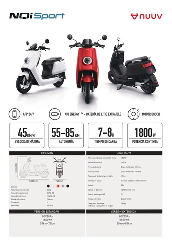 Imagen 15 de 15 de Moto Electrica Scooter Nuuv Nqi Ext Sport Bosch Litio
