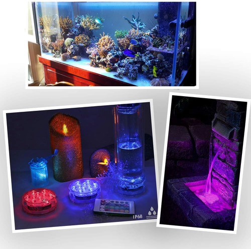 Luces Led Sumergibles, Impermeable, Multicolor, Baterí...