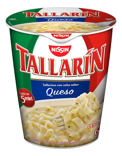 Fideos Nissin Cup Tallarín Queso 68 Gr.