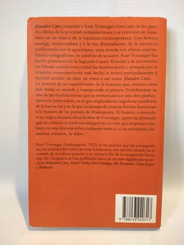 Matadero Cinco Kurt Vonnegut Anagrama (Usado)