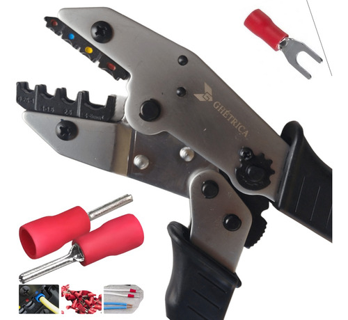 Alicate Catraca Crimpar Terminal Pré-isolado 0,25 Até 6,0mm²