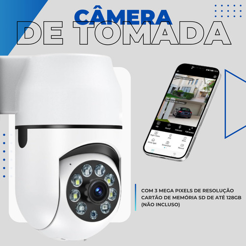 Câmera De Segurança Tomada V380 Wifi Ip Hd Visão Noturna 360
