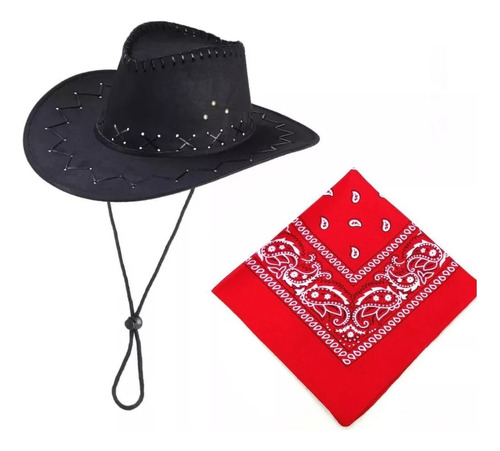 Sombreros Gamuza Para Niños Niñas + Pañoleta Vaquero Disfraz