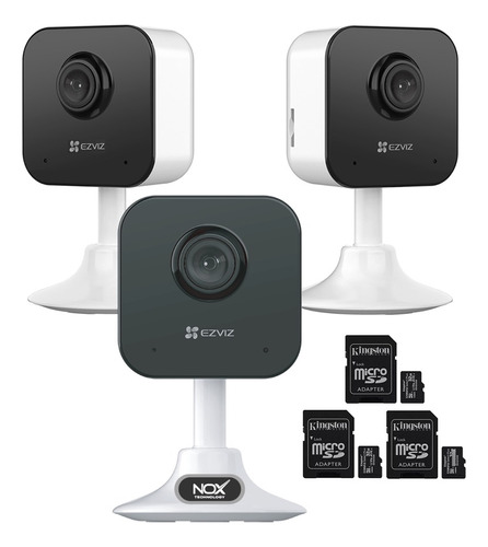 Combo X 3 Camara De Seguridad Wifi Full Hd Ezviz H1c Sd 32gb