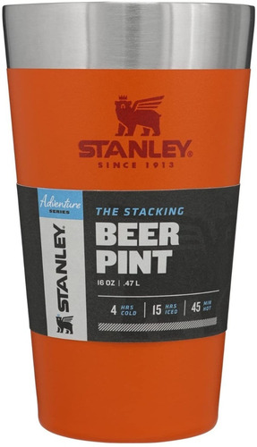 Imagem 7 de 9 de Copo Térmico Stanley Para Cerveja Laranja Orange 473ml