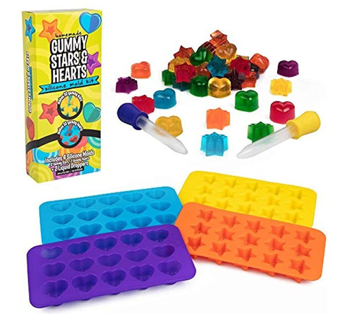 Moldes De Caramelo Gomoso De Silicona Star Y Heart, Juego De