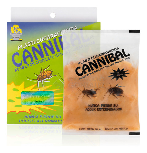 Kit 3 Mata Cucarachas Cannibal® Veneno Original Con Holograma De Autenticidad Exterminador Ecológico Con 3 Piezas De 80g. + Guante Y Aplicador