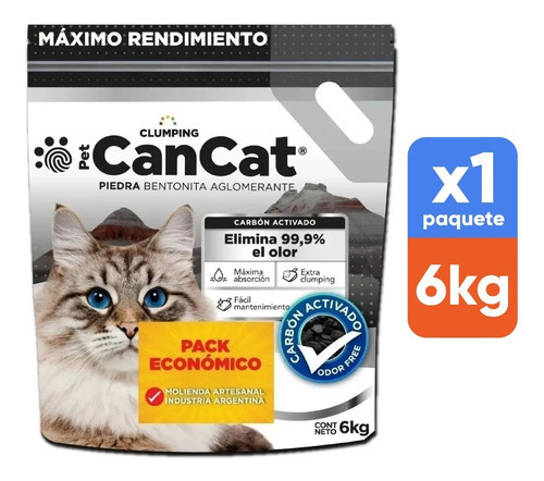 Piedra Bentonita Aglomerante Cancat Carbon Activado 6 Kg