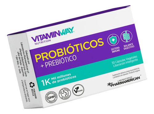 Vitamin Way Kit X3 Cajas Probióticos + Prebiótico X30 Sin Sabor