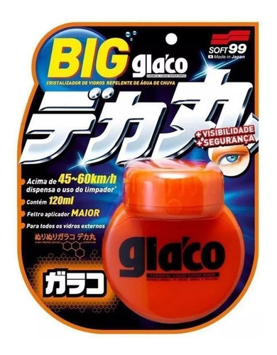 Soft99 Glaco Big Cristalizador De Vidro Repelente De Chuva