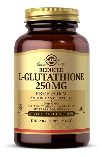 L-glutatión Reducido 250 Mg Solgar 60 Capsulas Sabor Neutro
