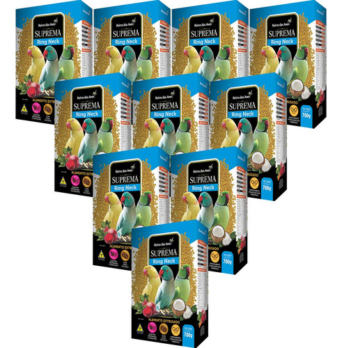 Kit 10 Ração Suprema Ringneck Psitacídeos Super Premium 700g