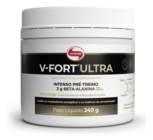 V-fort Ultra Pre Workout (240g) - Sabor: Limão Limão