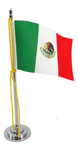 Mini Bandeira De Mesa Da México 15 Cm Poliéster