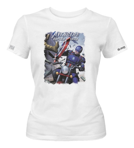 Camiseta Estampada Capitán América Avengers Mujer Idk