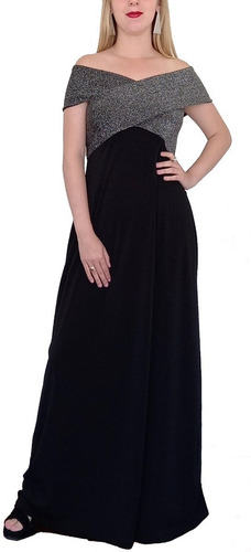 Vestido Fiesta Largo Noche Crepe Elastizado Combinado Lurex | Envío gratis Vestido Fiesta Largo Noche Crepe Elastizado Combinado Lurex | Envío gratis