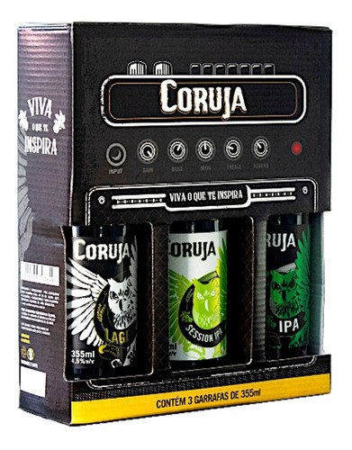 Kit Presente Degustação Cerveja Coruja 3 Long Necks 355ml