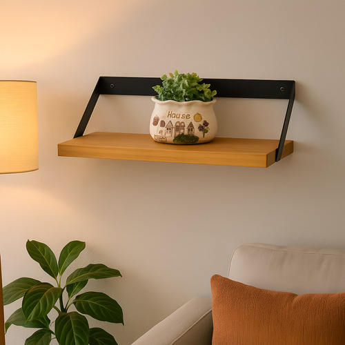 Pack 2 Repisas Soporte Madera Y Hierro 40x20 Cm De Pared