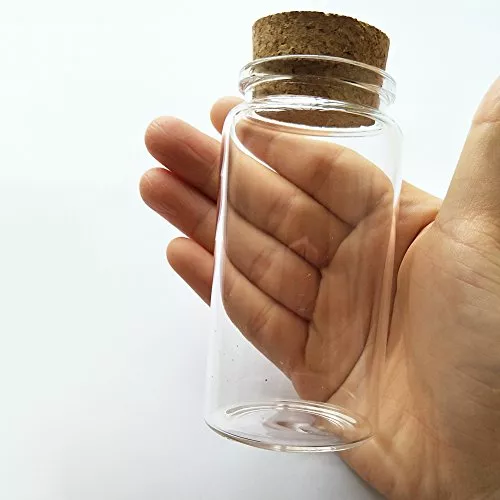 3 frascos de vidrio pequeños de 3.4 fl oz, frascos de vidrio con tapón de  corcho, botella de almacenamiento de 3.4 fl oz, 1.850 x 3.543 in (1.85 x