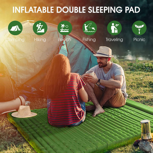 Colchoneta Inflable Para Dormir, Doble De 4 Pulgadas