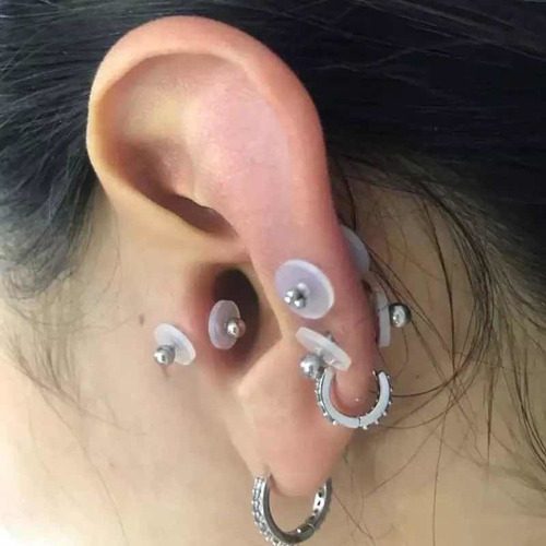 4 Discos De Silicona + 1 Gel Para Cuidar Perforación Studex