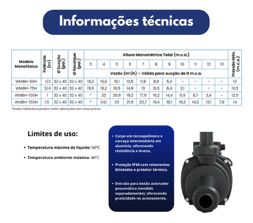 Motobomba Claw Para Hidros E Banheiras De 1.5 Cv - 220v