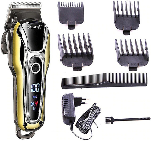 Maquina De Cortar Cabelo Sem Fio Turbo Profissional Kemei