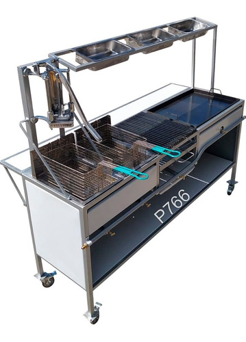 Carrito De Comida Cn 2 Freidoras Asador Y Plancha P766