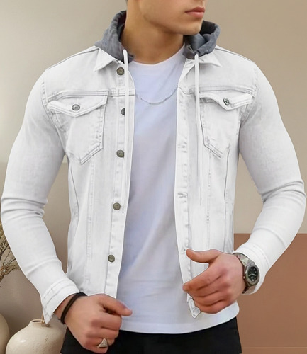 Chaqueta Casual Con Capucha De Corte Ajustado