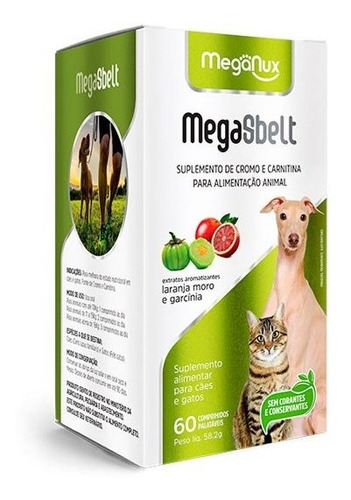 Suplemento Mega-sbelt Carnitina 60 Comp Cães E Gatos Meganux