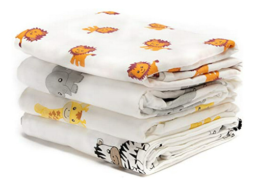Muselina Baby Swaddle Blankets -  Safari Friends  - Paquete 