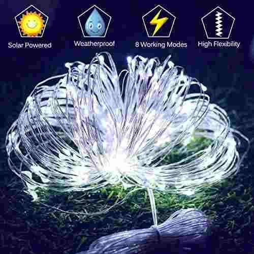 Konnoo Luces Solares De Cuerda 2 Unidades 200 Led Resistente