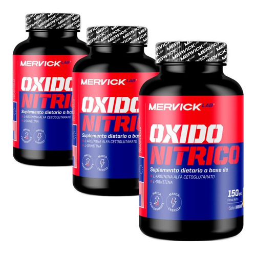 3 Oxido Nitrico Mervick Magnesio Arginina Ornitina 150g C/u