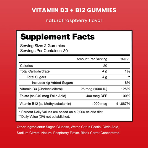 Nutrachamps Gomitas Vitamina D3 Y Metil B12 Sabor Frambuesa