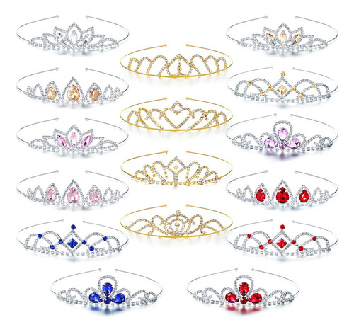 Diadema De Niñas Haull 16 Piezas Tiara De Cristal Para Niñas