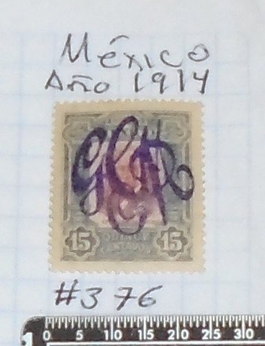 Ccc21 Estampilla Postale Mexico  Antigua Año 1914 #376