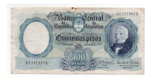 Billete Argentina 500 Pesos Moneda Nacional Bottero 2115