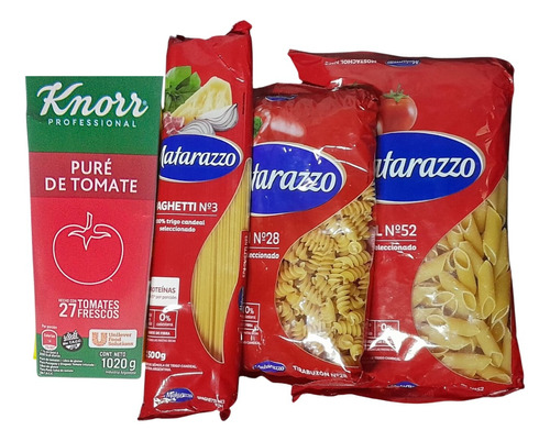 Fideos Matarazzo X 500gr 3 Varied + Tomate Knorr 1 Lt Combo 