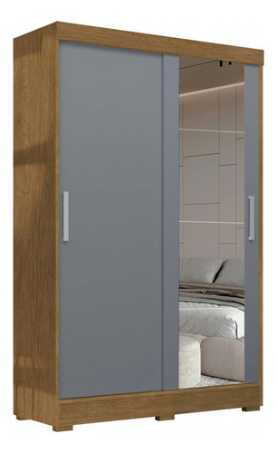 Guarda-roupa Solteiro Arraial 2 Portas 2 Gavetas Flex Cor Cinza
