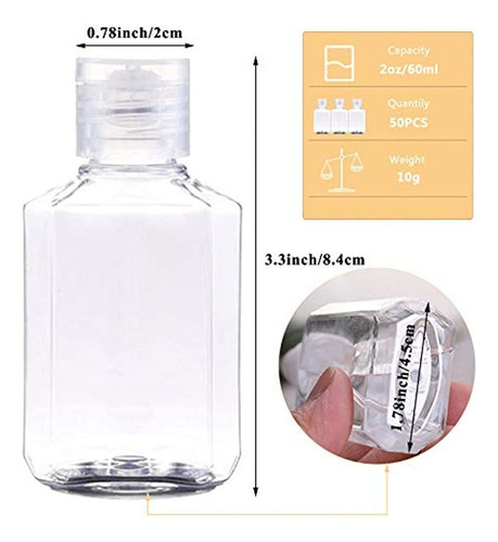 50 Pcs 60ml Botellas Rellenables Botella Cosmética